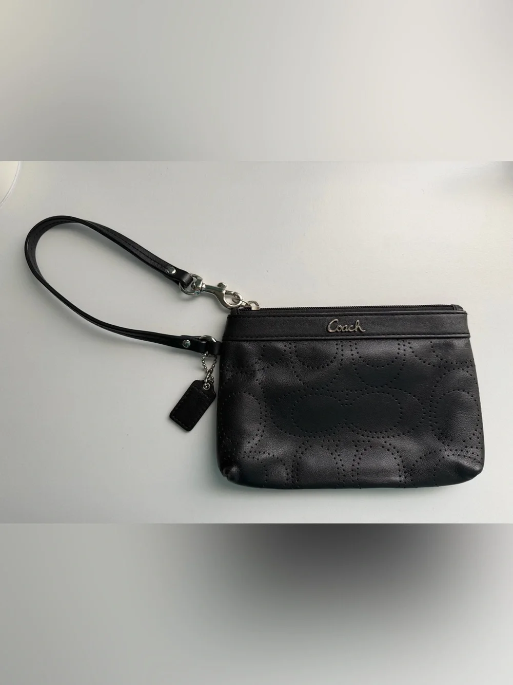 Vintage Coach Signature Perforated Leather Wristlet